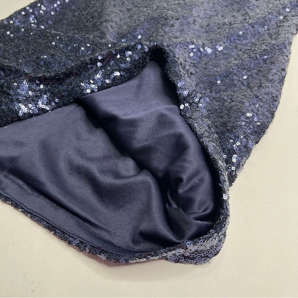 TOBI Navy Blue Sequin Glam Low Back Long Sleeve Party Cocktail Sexy Mini Dress - Picture 10 of 13